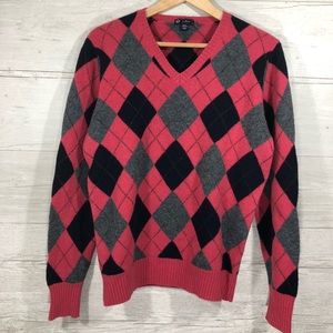J.Crew 100% Lamb Wool Sweater Argyle Pattern Large